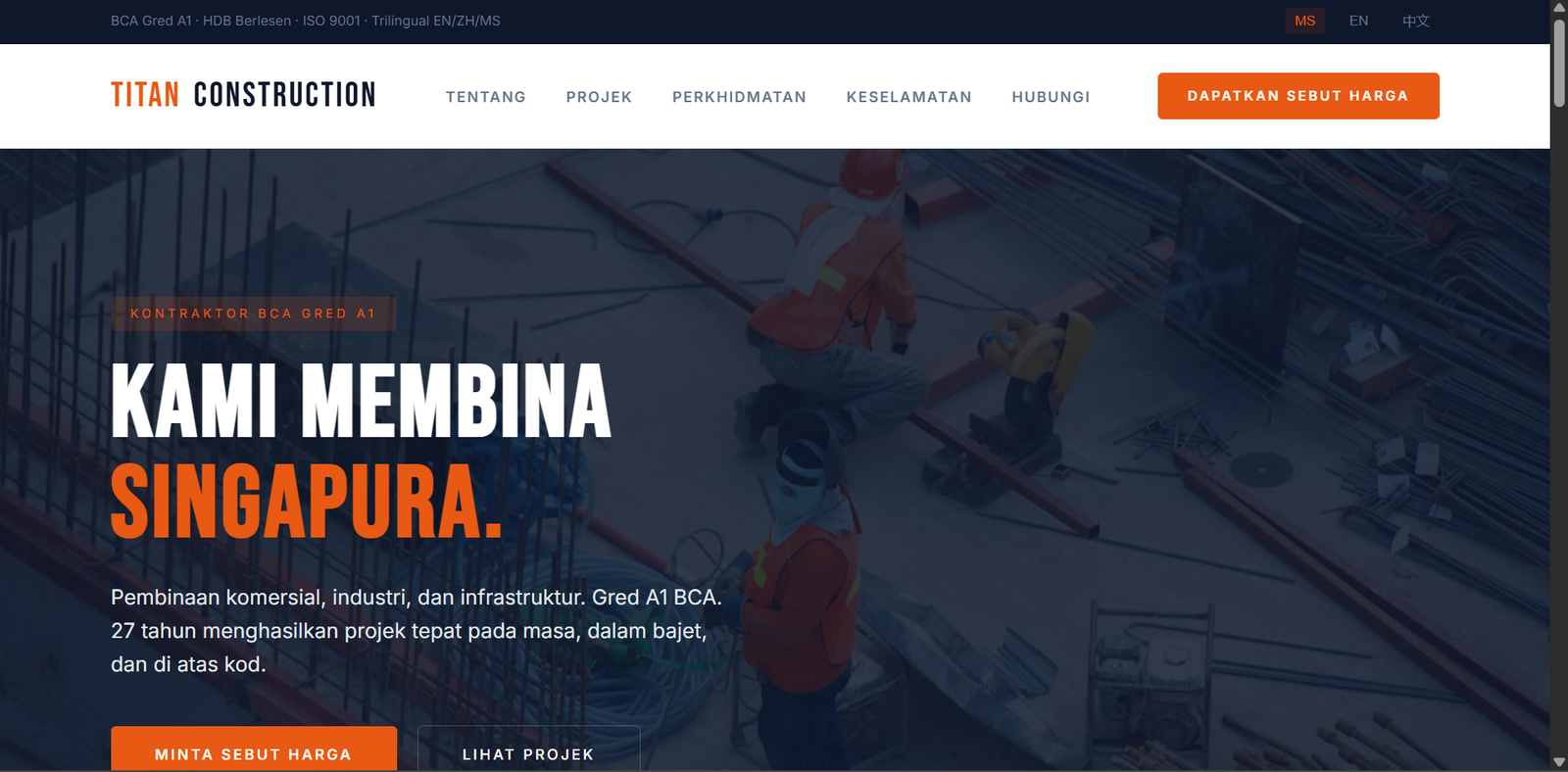 Titan Construction website